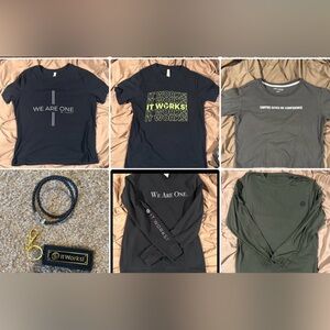 It Works Bundle- 3 Tees, 1 sweatshirt, 1 DriFit long sleeve & bracelet key chain